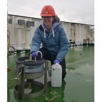 NOC scientist Chelsey Baker during the DY111 CUSTARD expedition, 2019-2020 (Credit: NOC)